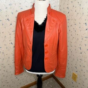 Cache Y2K vintage Vibrant Orange Leather Jacket lambskin leather